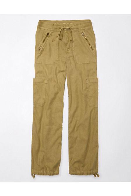 AE Dreamy Drape Linen-Blend Baggy Wide-Leg Cargo Pant Womens Product Image