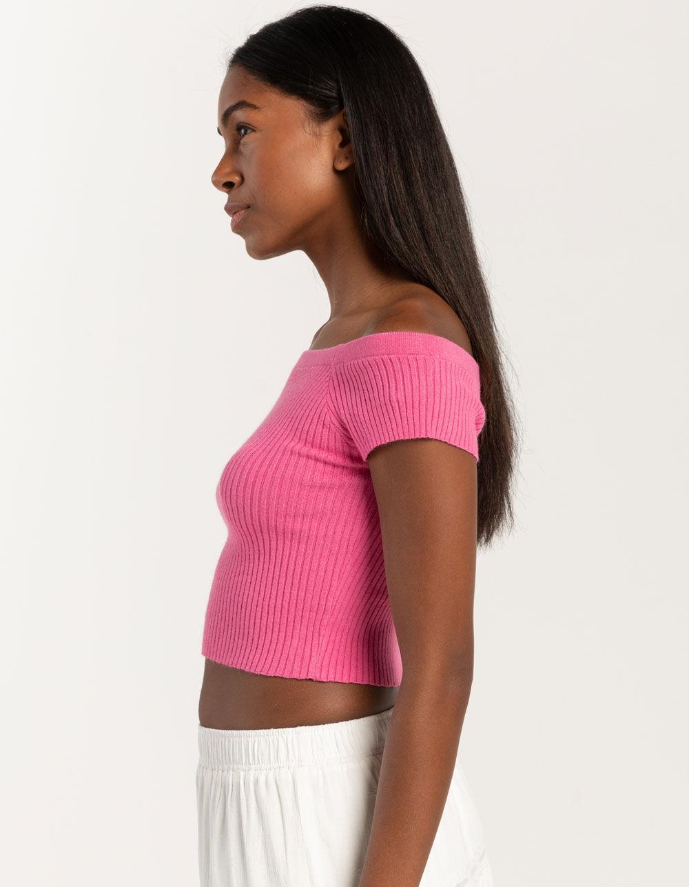 FULL TILT Off The Shoulder Rib Womens Top Product Image