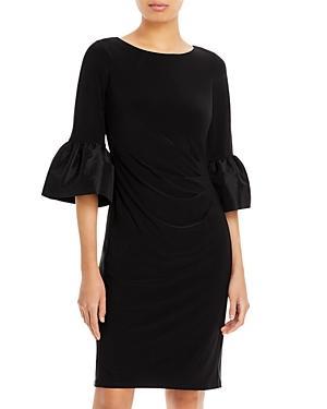 Adrianna Papell Short Draped Bell Sleeve Jersey Dress Product Image