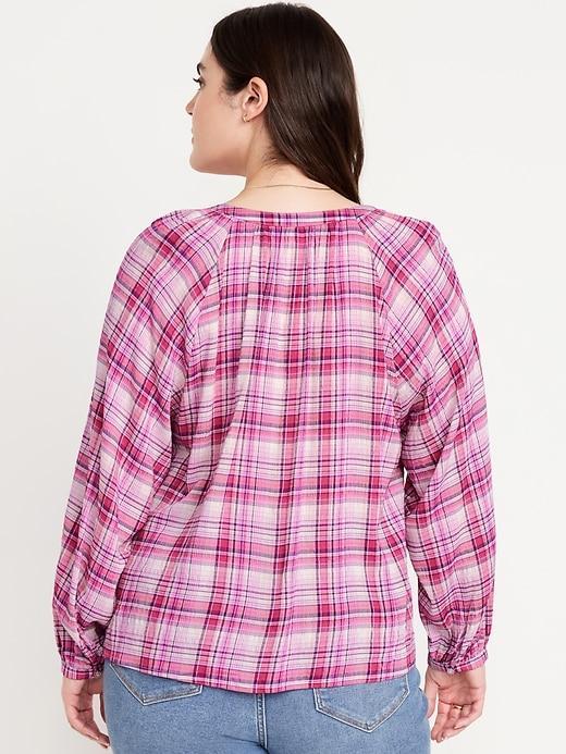 Split-Neck Button-Down Top Product Image