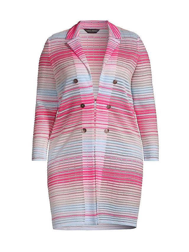 Womens Knit Longline Striped Jacket Product Image