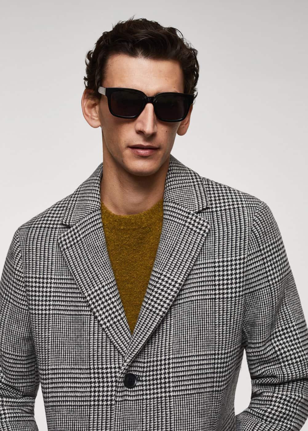 MANGO MAN - Prince of Wales checked wool coat blackMen Product Image