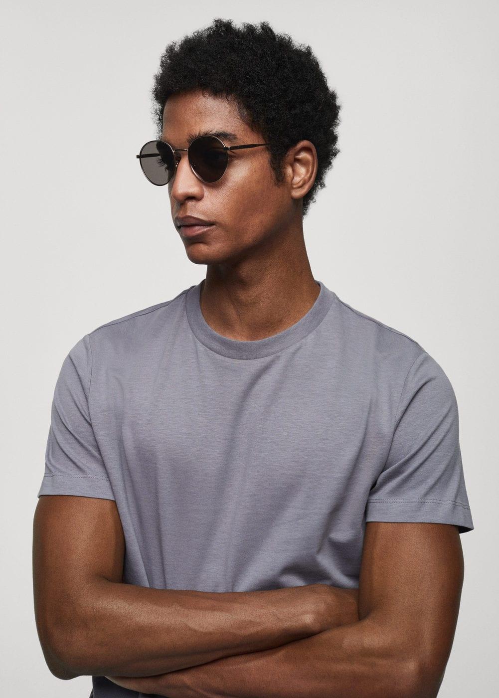 MANGO MAN - Basic cotton stretch T-shirt greyMen Product Image