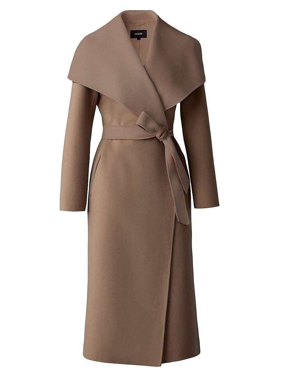 Womens Belted Light Wool Coat Product Image