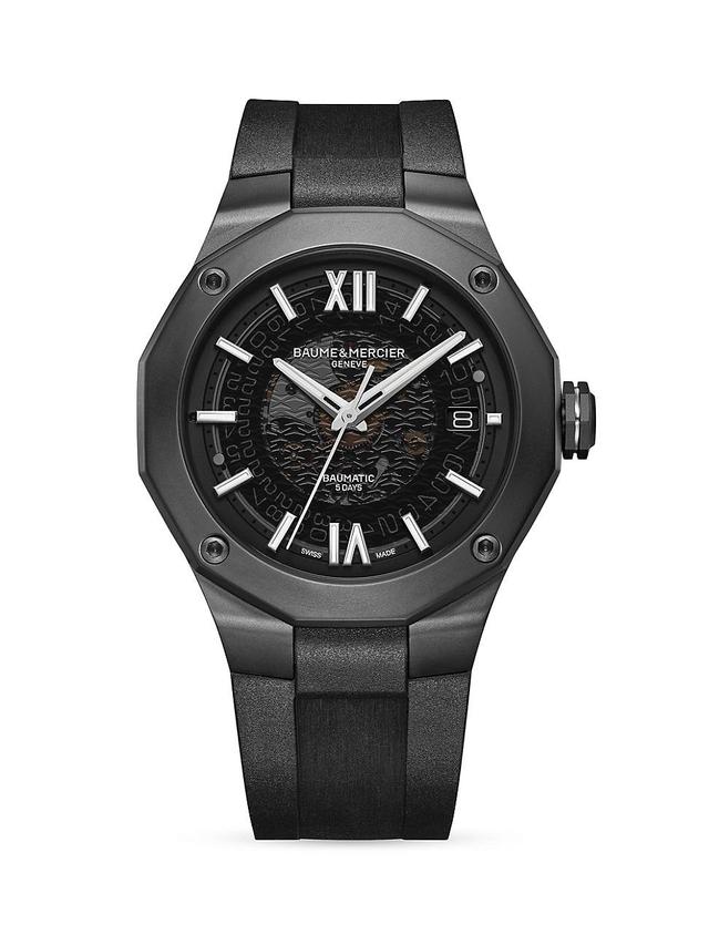 Baume & Mercier Riviera 10617 Automatic Rubber Strap Watch, 42mm Product Image