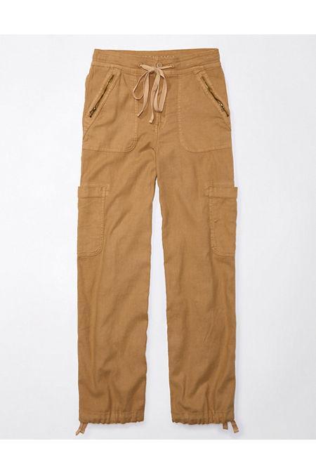 AE Dreamy Drape Linen-Blend Baggy Wide-Leg Cargo Pant Womens Product Image