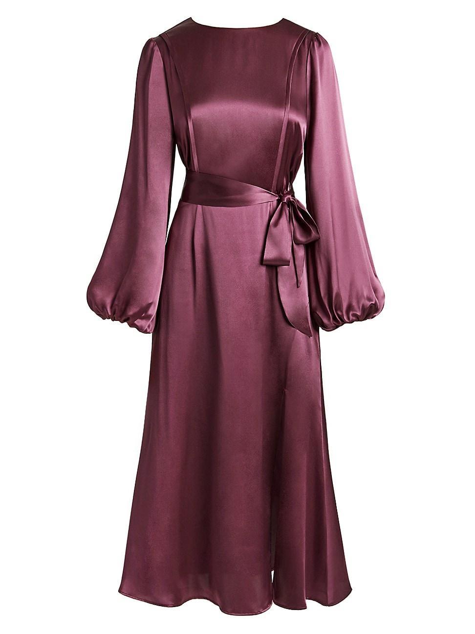 Womens Silk Long-Sleeve Midi-Dress Product Image