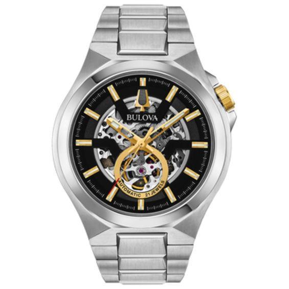 Bulova Maquina Silver-Tone Link Bracelet Automatic Watch, 46mm Product Image