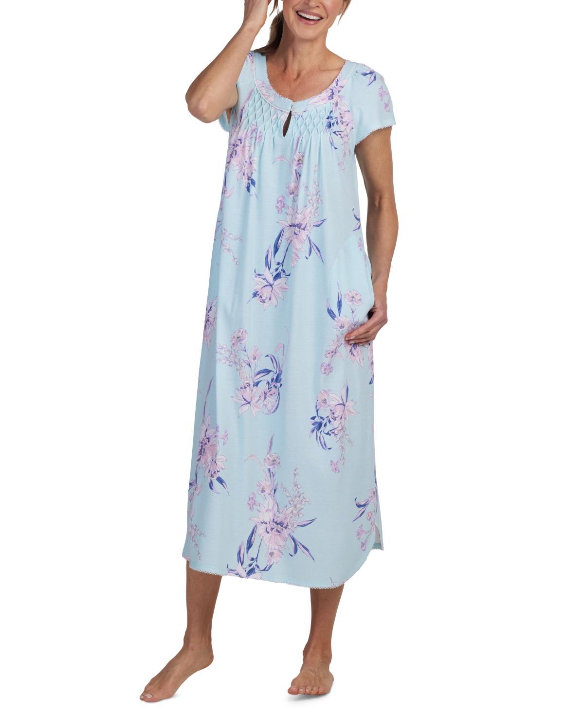 Miss Elaine Womens Gathered Floral Nightgown Product Image