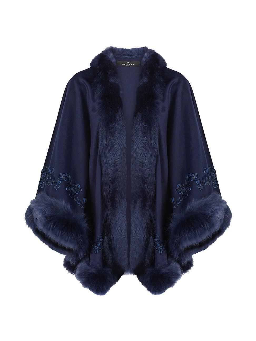 Womens Embroidered Wool and Cashmere Cape Product Image