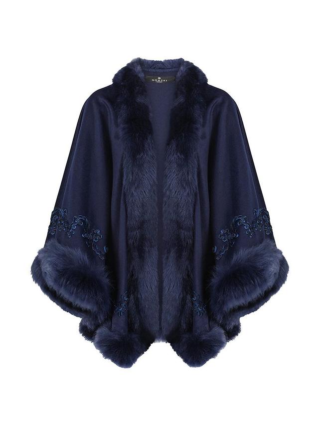 Womens Embroidered Wool and Cashmere Cape Product Image