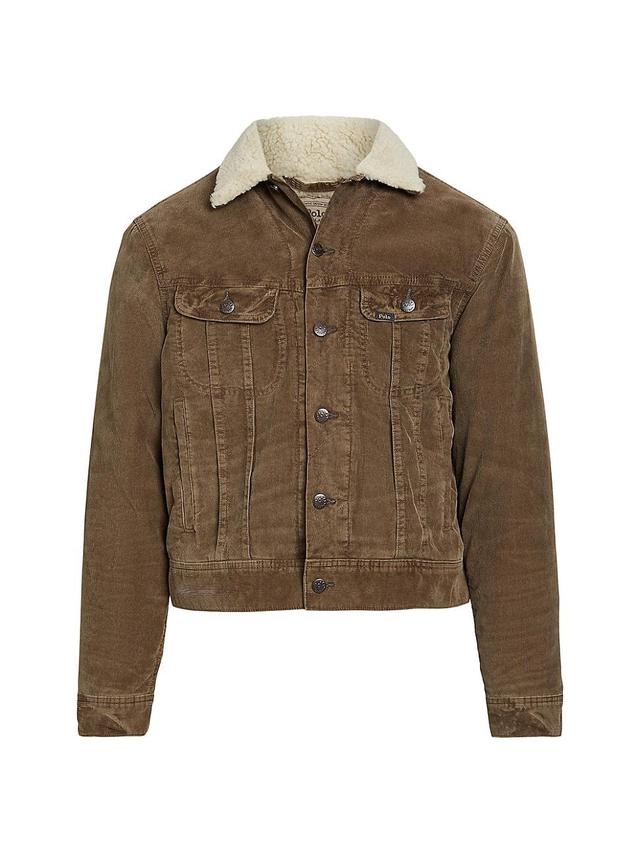 Mens Corduroy Sherpa-Trim Trucker Jacket Product Image