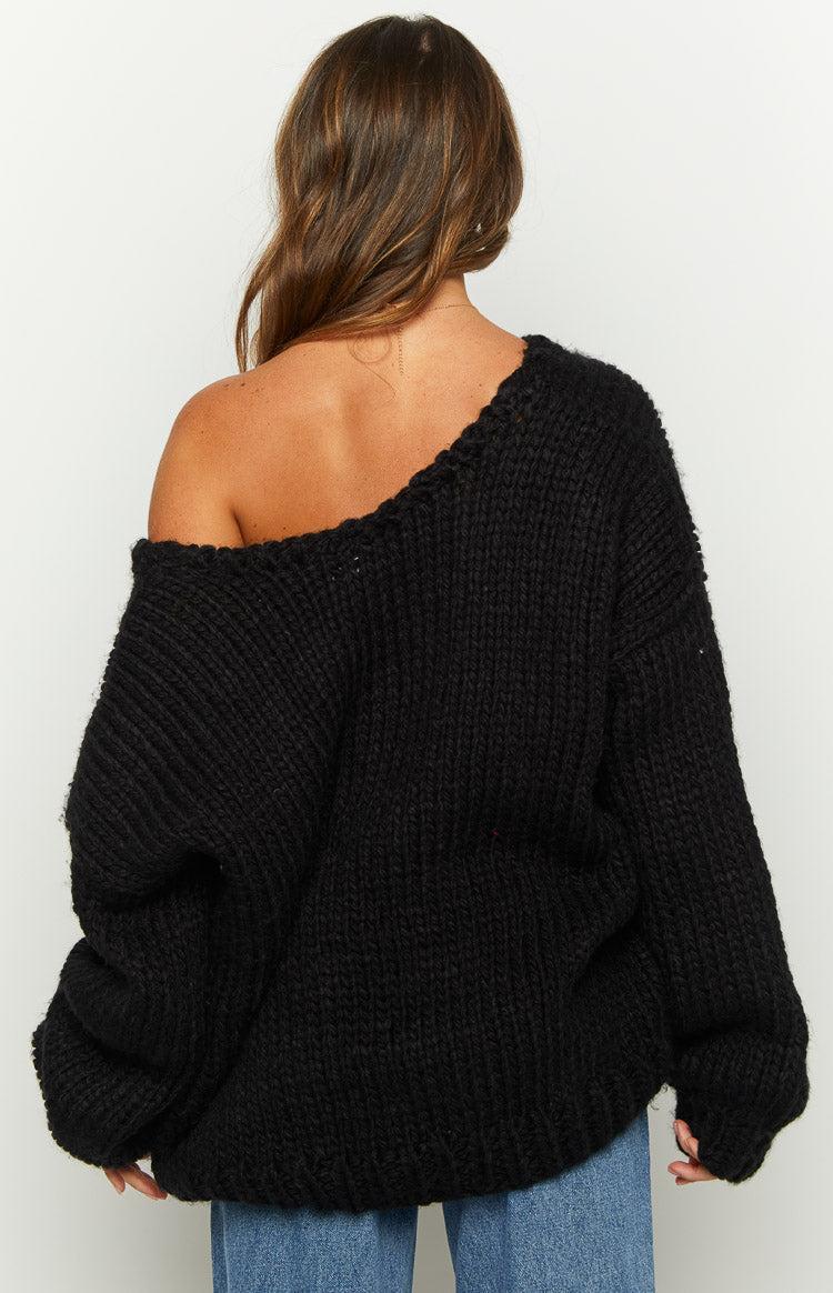 Delvey Black Chunky Knit Sweater Product Image