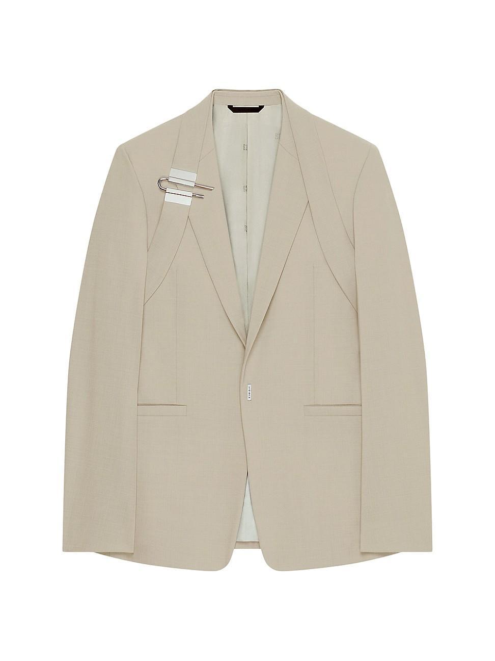 Givenchy Men's U-Lock Harness Slim Suit Jacket - Size: 54R EU (43R US) - PEARL GREY Product Image