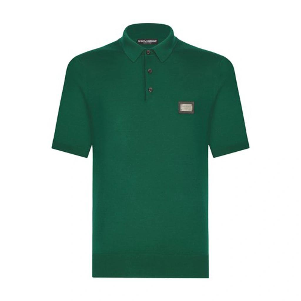 Dg Essentials Wool Polo Shirt In Dark_musk_green Product Image