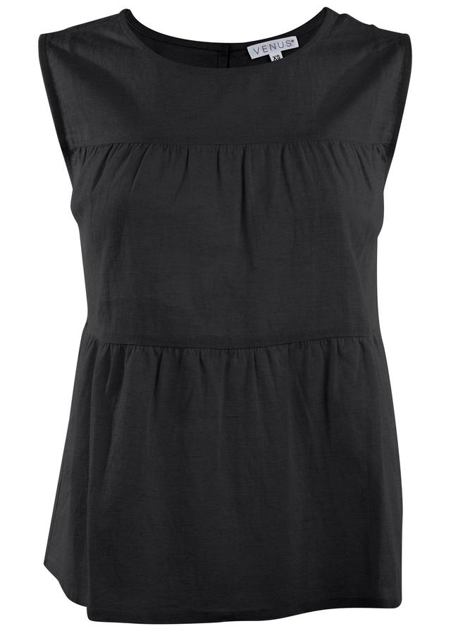 Linen Tiered Tank Top - Black Product Image