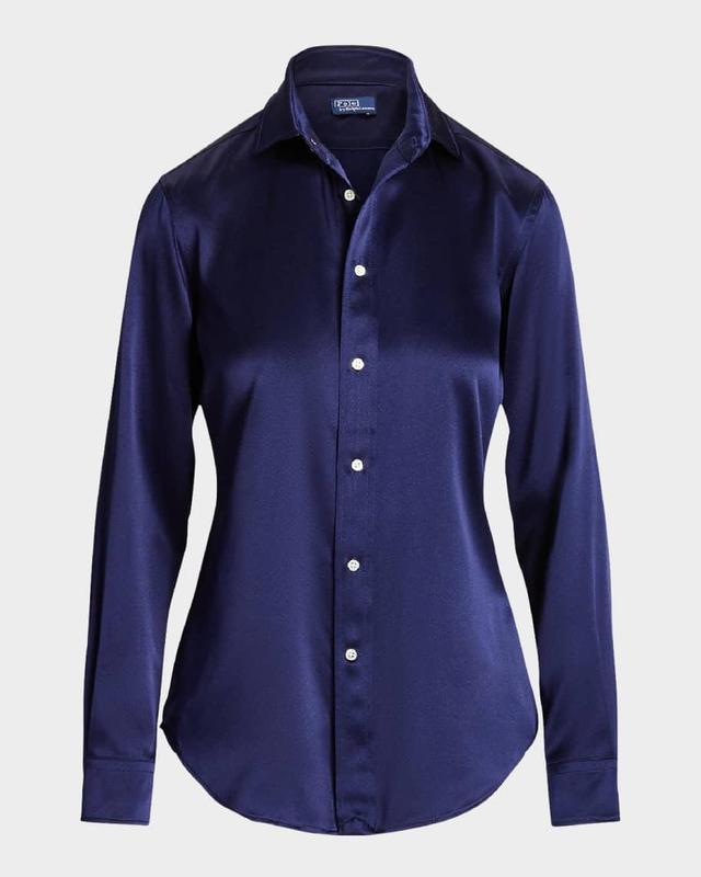 Button-Down Silk Charmeuse Shirt Product Image