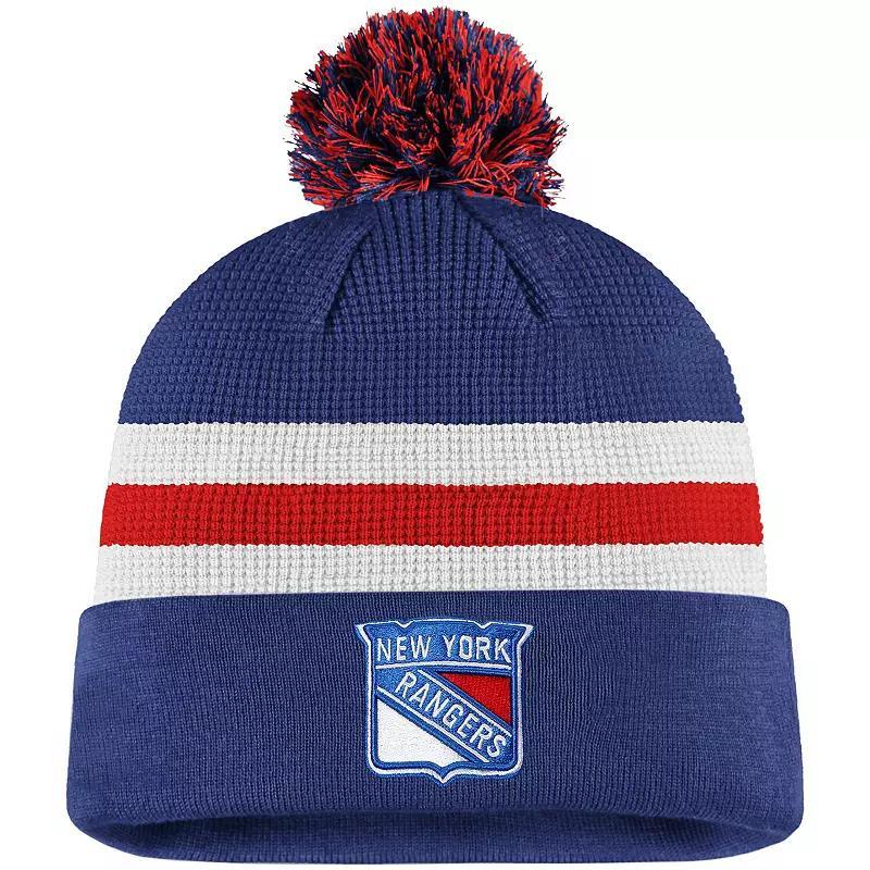 Mens Fanatics Branded Royal/Red New York Rangers 2020 NHL Draft Authentic Pro Cuffed Pom Knit Hat Product Image