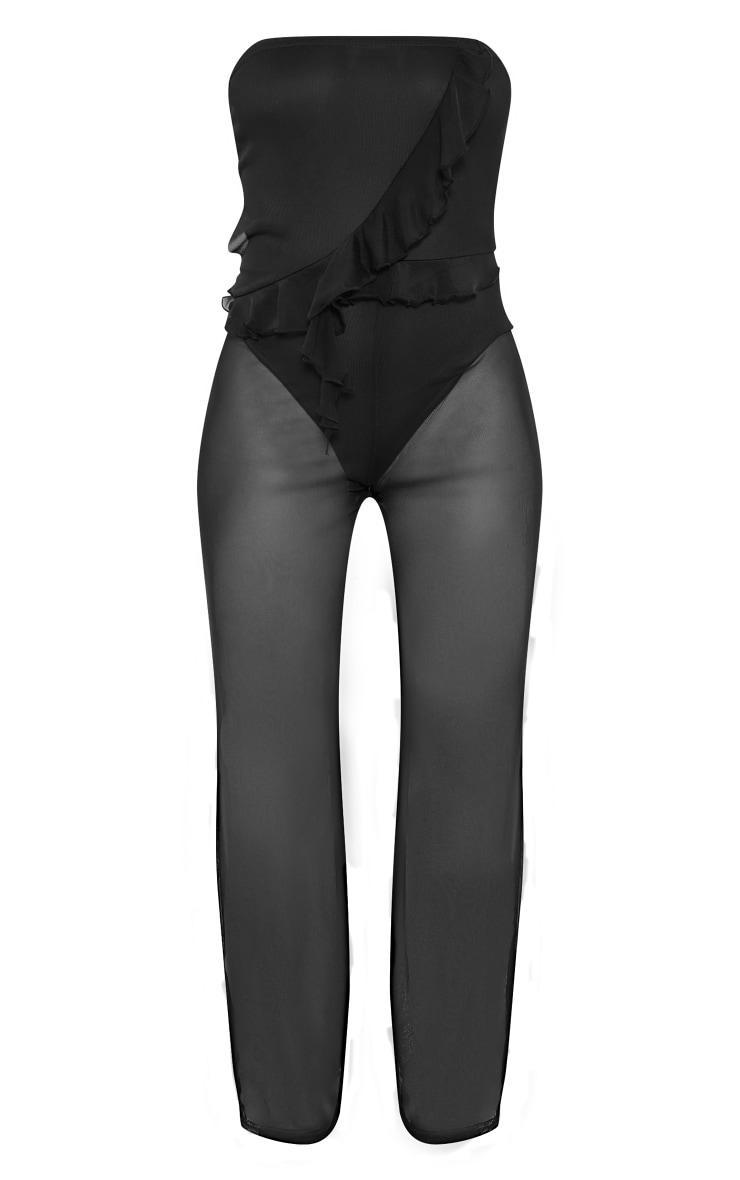 Black Mesh Frill Detail Bandeau Jumpsuit Product Image