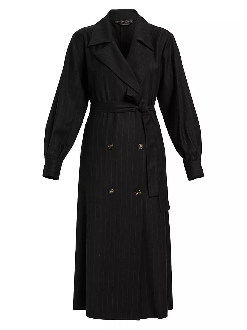 Detroit Pinstripe Virgin Wool-Blend Belted Coat product image