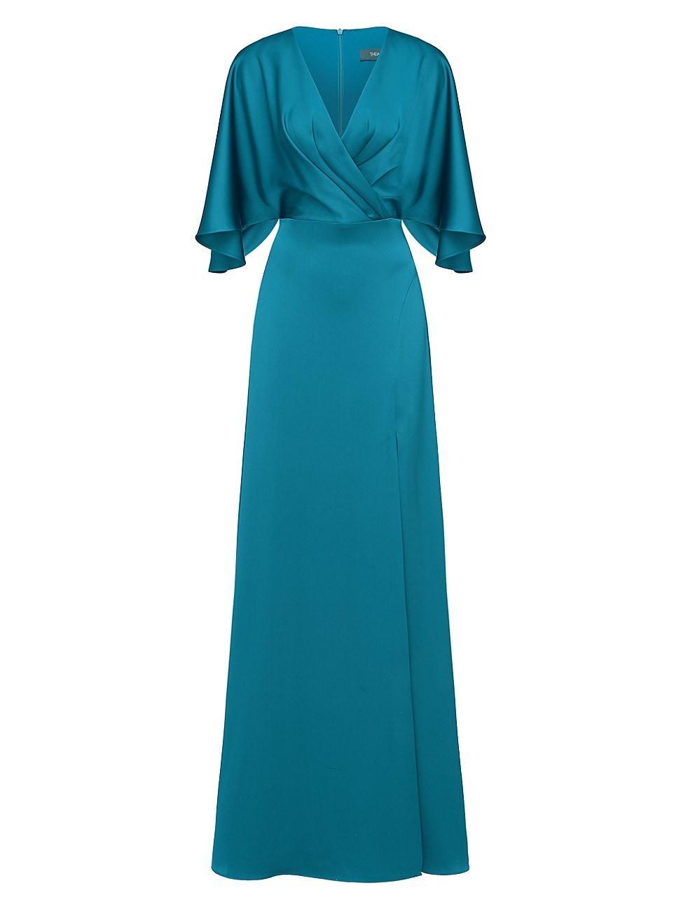 Womens Waverly Satin Flutter-Sleeve Gown Product Image