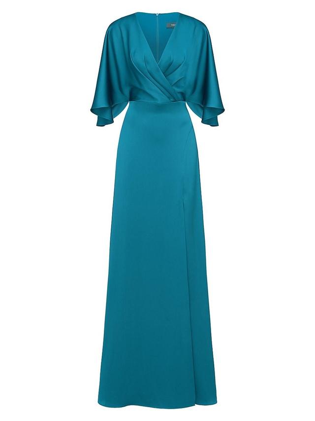 Womens Waverly Satin Flutter-Sleeve Gown Product Image