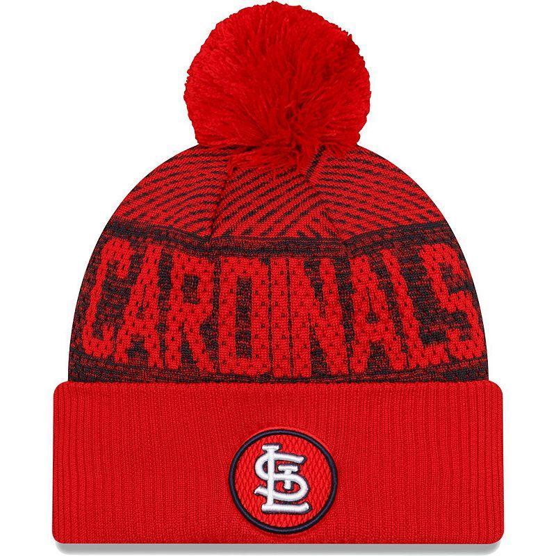 Mens New Era St. Louis Cardinals Authentic Collection Sport Cuffed Knit Hat with Pom Product Image