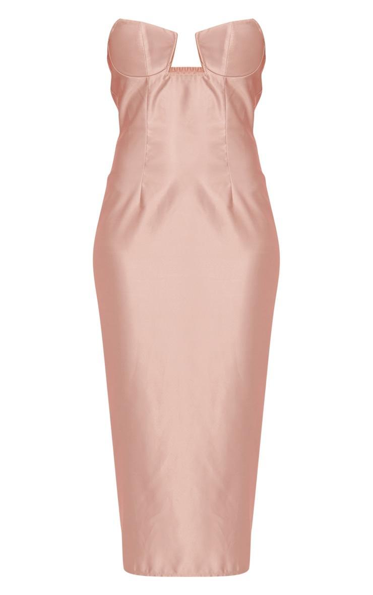 Mauve Satin V Bar Bandeau Midi Dress Product Image