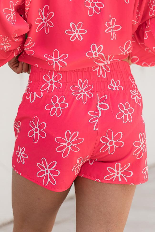 Errands to Run Pink Flower High Waist Shorts Product Image