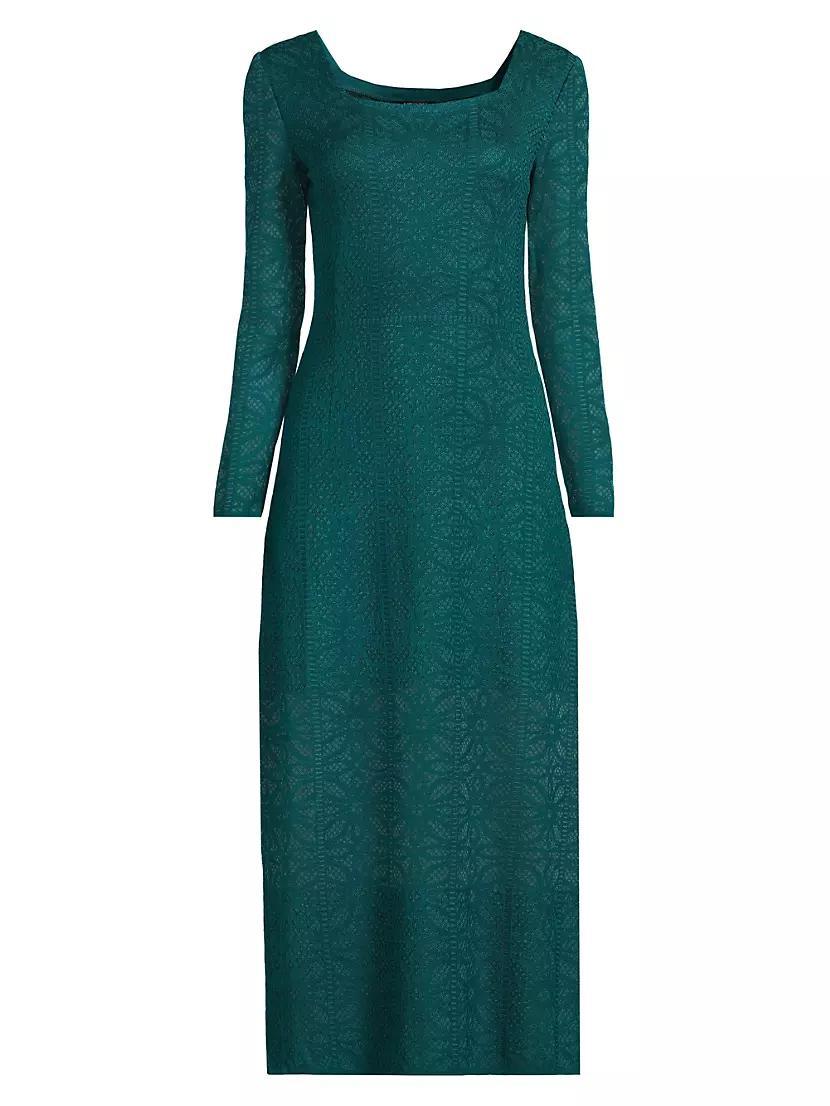 Long-Sleeve Jacquard Knit Maxi Dress Product Image