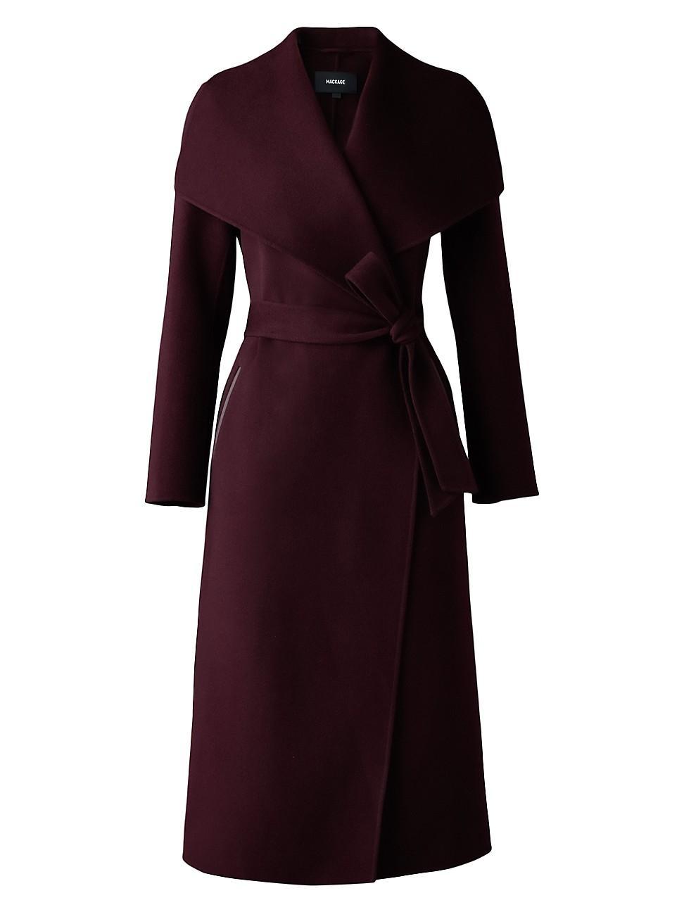 Womens Belted Light Wool Coat Product Image