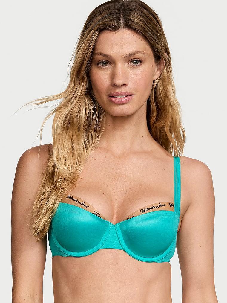 Smooth Logo Embroidery Lightly Lined Balconette Bra Product Image