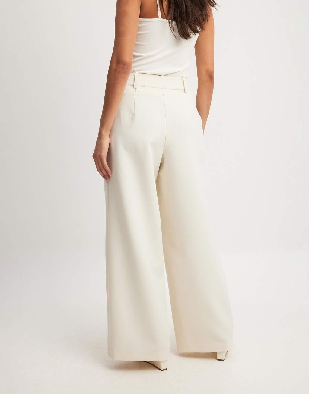 NA-KD x Laura Jade Stone linen blend loose fit high waist pants in beige - part of a set Product Image