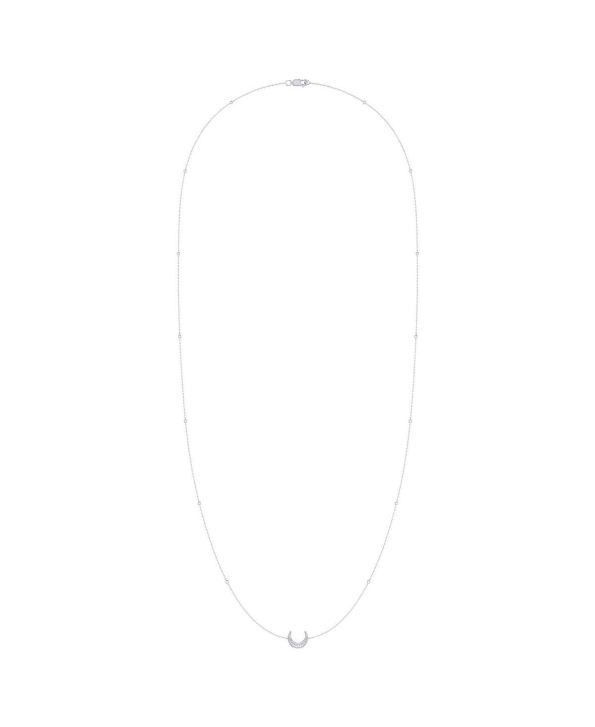 LuvMyJewelry Midnight Crescent Layered Design Sterling Silver Diamond Women Necklace Product Image