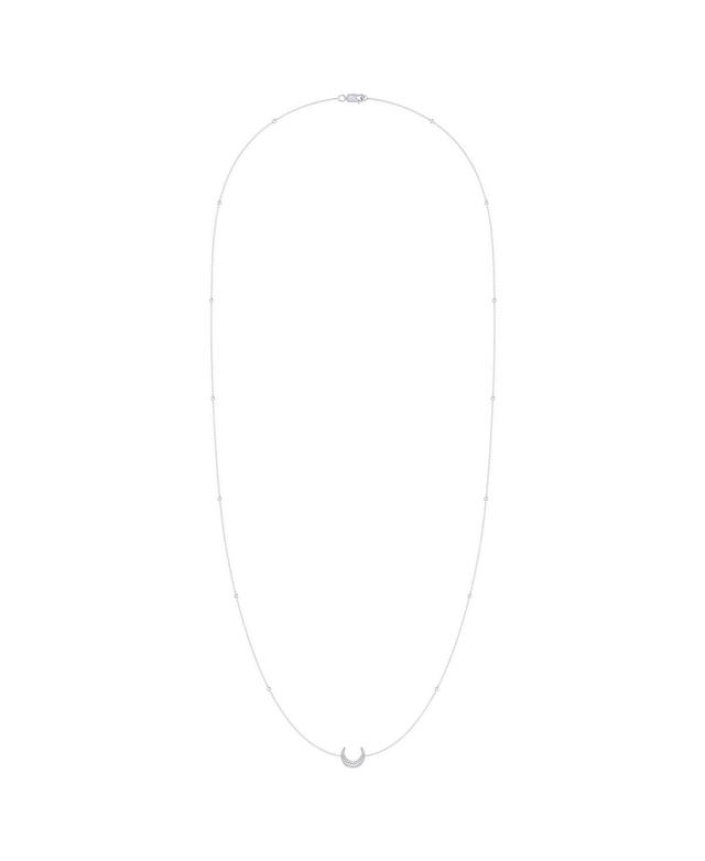 LuvMyJewelry Midnight Crescent Layered Design Sterling Silver Diamond Women Necklace Product Image