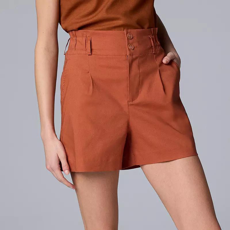 Womens Simply Vera Vera Wang Paper Bag High Rise Shorts Product Image