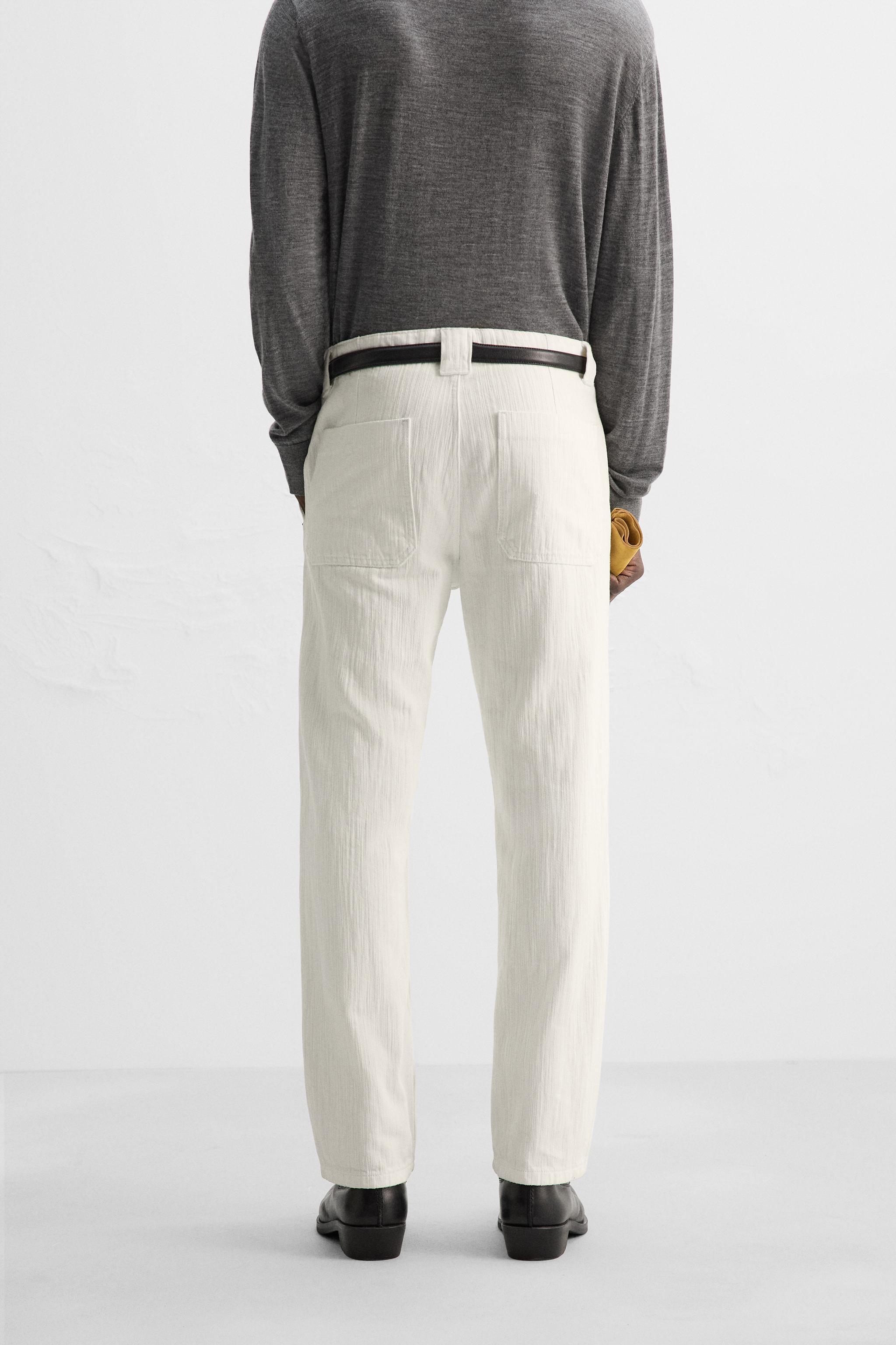 TEXTURED DENIM CHINO PANTS Product Image