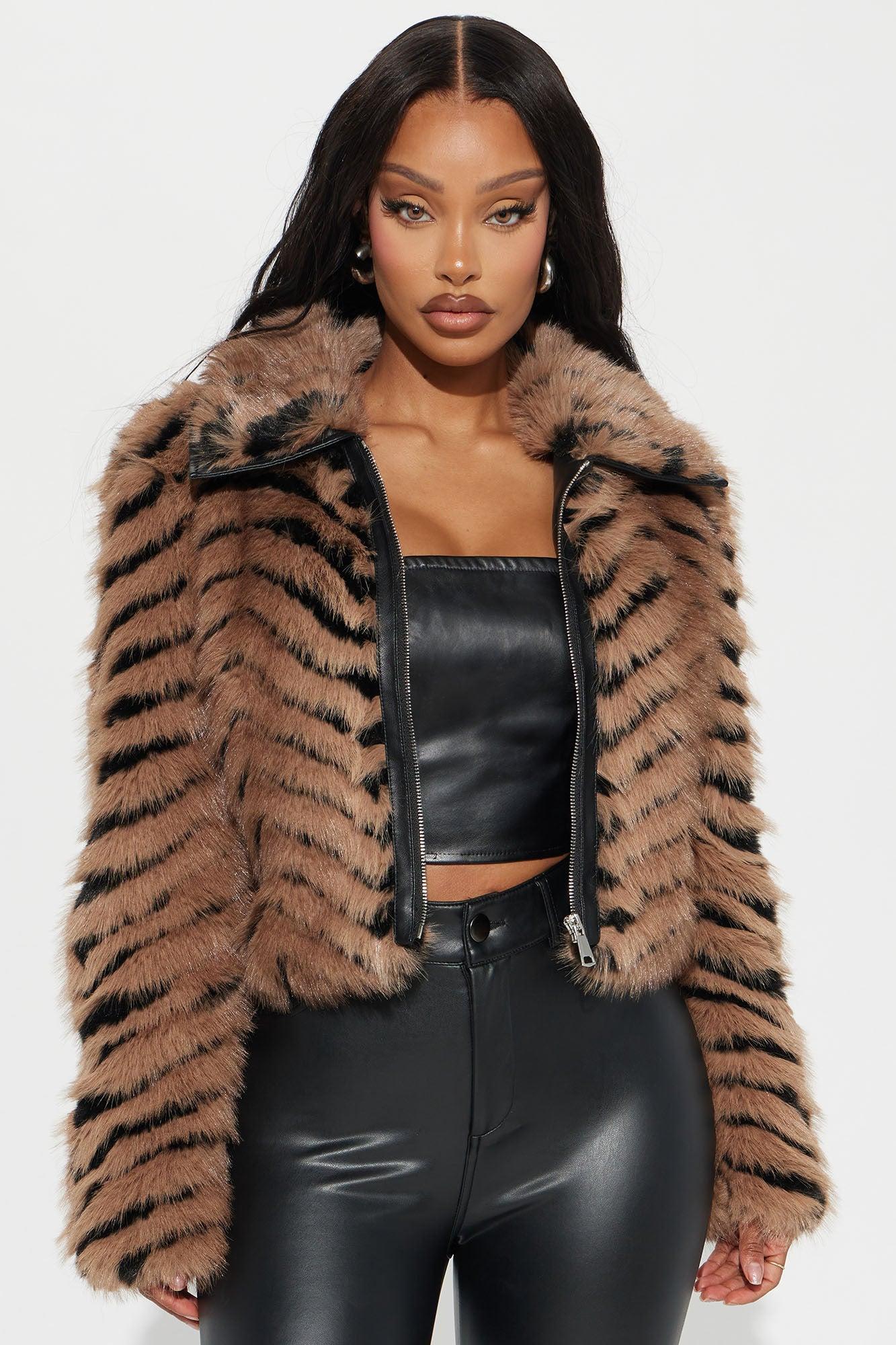 All Caught Up Faux Fur Coat - Brown product image