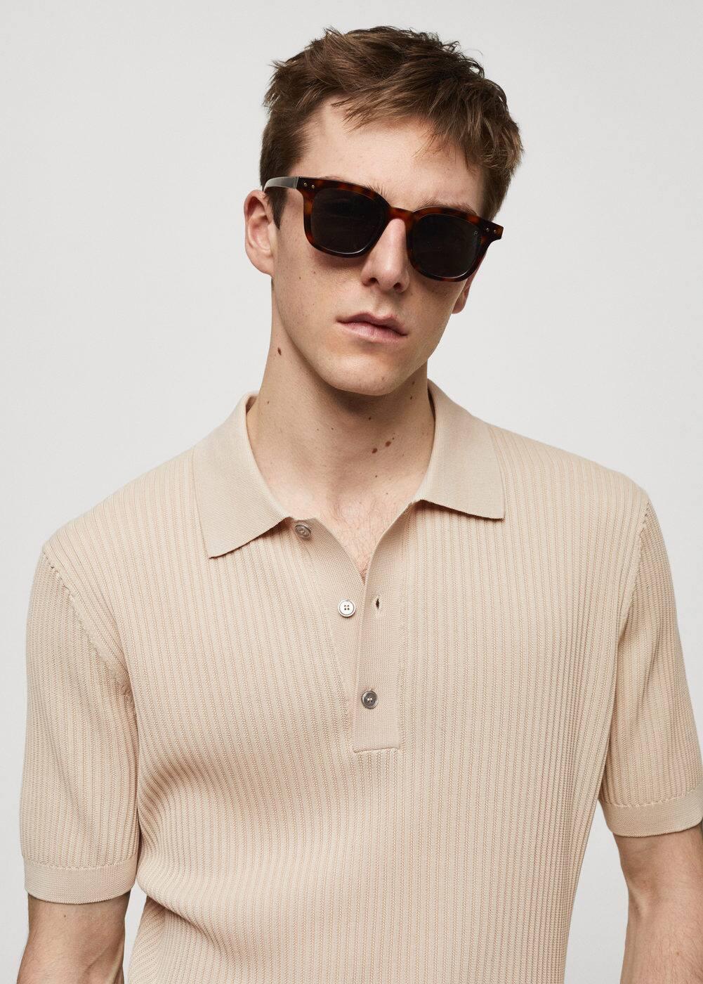 MANGO MAN - Knit cotton polo shirt beigeMen Product Image