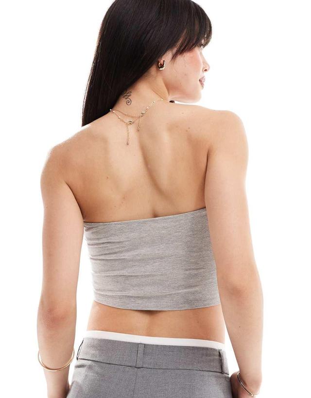 ASOS DESIGN ultimate cropped bandeau top in heather gray Product Image