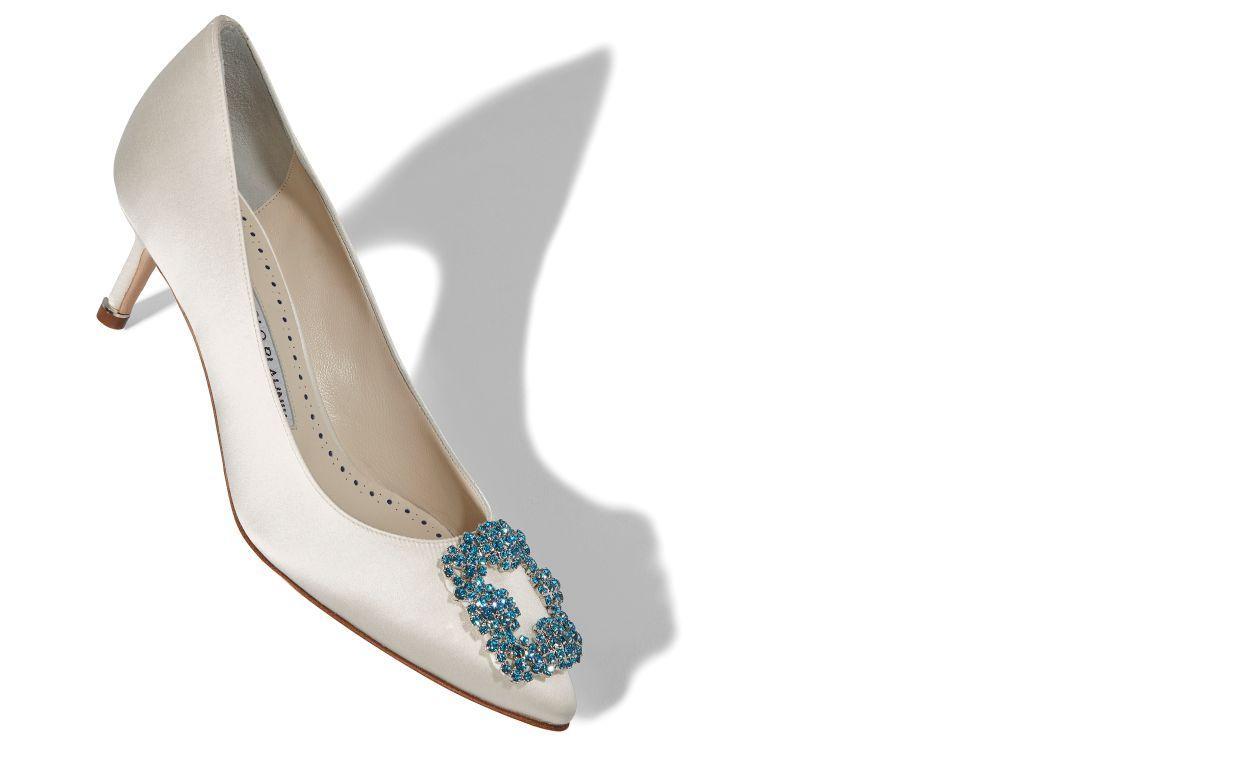 HANGISI BRIDE 50 White Satin Jewel Buckle Pumps Product Image