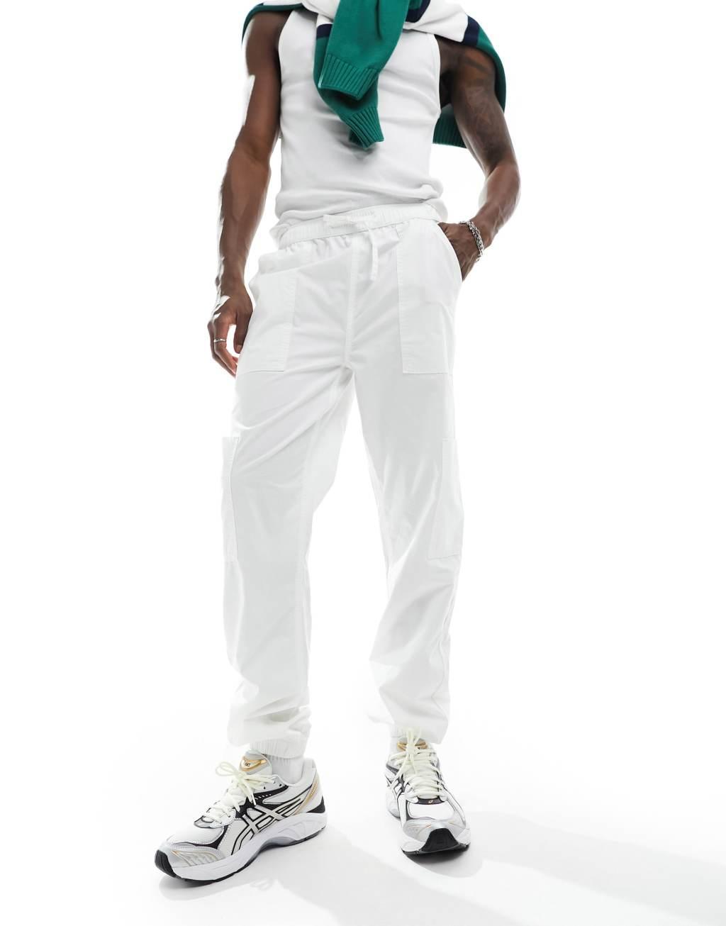 ASOS DESIGN pull on cargo sweatpants in white Product Image