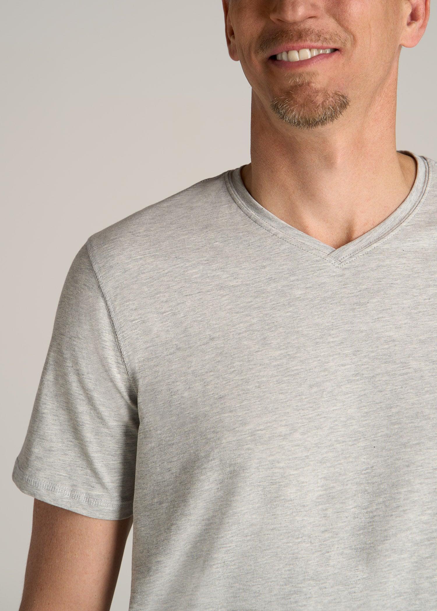 The Essential REGULAR-FIT V-Neck Men's Tall Tees in Grey Mix Male Product Image