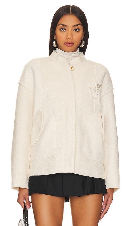 Womens Willow Brooch-Embellished Bomber Jacket Product Image