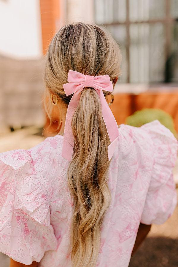 Crushing On You Velvet Bow Hair Clip in Pink Product Image