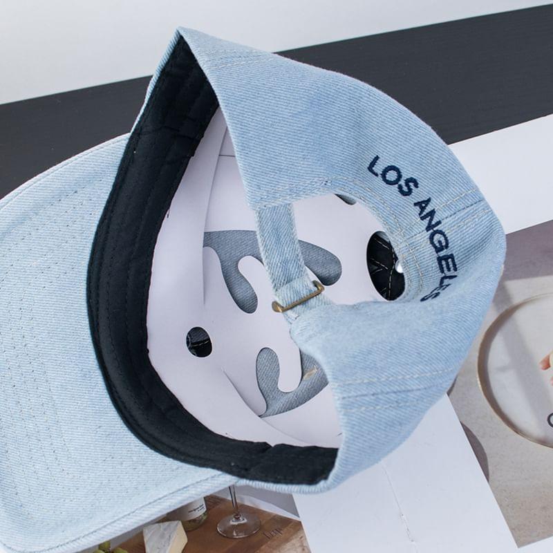 Embroidered Letter Denim Baseball Cap Product Image