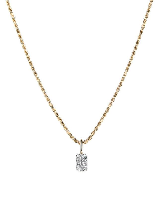 Womens Goldtone & 0.28 TCW Diamond Tag Pendant Necklace Product Image