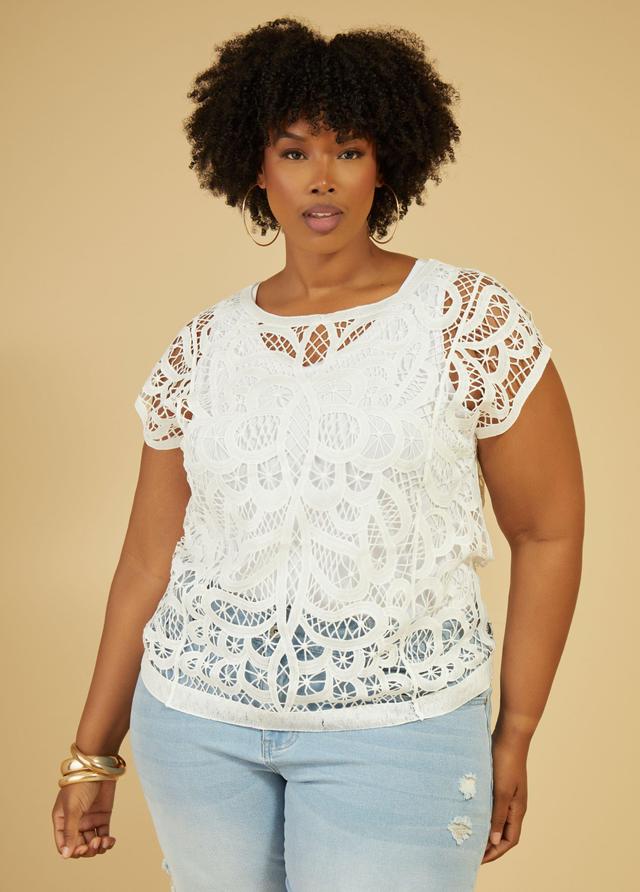 Plus Size Lace Top, - Ashley Stewart Product Image