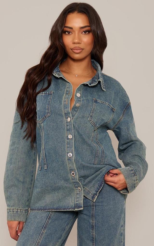 Tall Vintage Wash Long Sleeve Denim Jacket Product Image