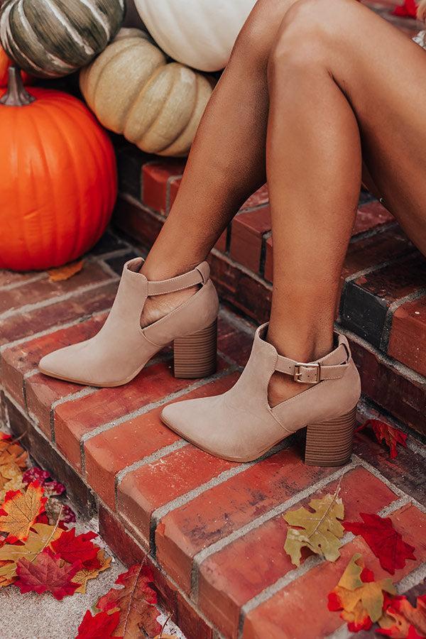 The Madelyn Faux Nubuck Bootie in Warm Taupe Product Image